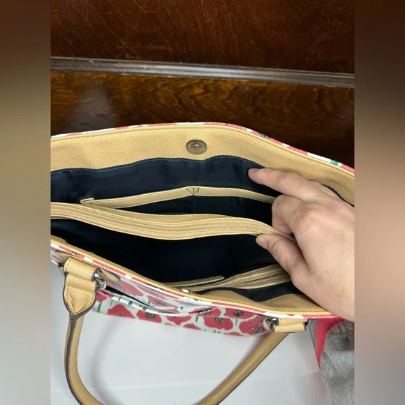 Tignanello Strawberry Poppy Medium Handbag Tote Bag Purse - Picture 11 of 16